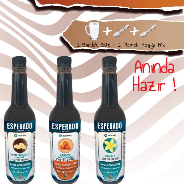 ESPERADO VANİLYA*KARAMEL*WHİTE CHOCOLATE AROMALI SOĞUK KAHVE MİX 3 LÜ SET 750 ML