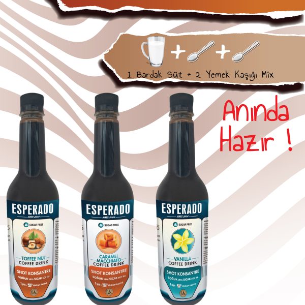 ESPERADO VANİLYA*KARAMEL*TOFFE NUT AROMALI SOĞUK KAHVE MİX 3 LÜ SET 750 ML