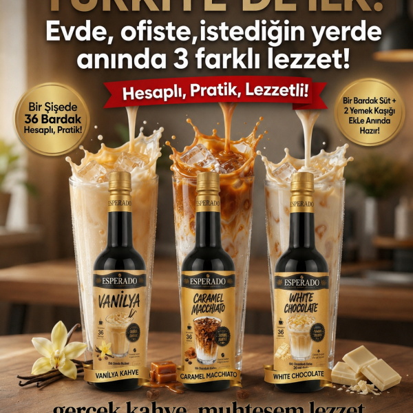 VANİLYA*KARAMEL*WHİTE CHOCOLATE MOCHA ÇABUK KAHVE 3 LÜ SET 750 ML
