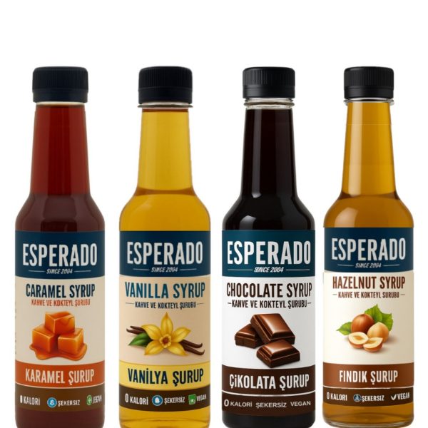 ESPERADO ŞEKERSİZ KAHVE ŞURUBU 4'LÜ 250 ML (VANİLYA*KARAMEL*FINDIK*ÇİKOLATA)