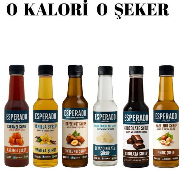 ESPERADO ŞEKERSİZ  KAHVE ŞURUBU 250 ML 6'LI (VANİLYA-KARAMEL-FINDIK-ÇİKOLATA-BEYAZ ÇİKOLATA-TOFFY NUT)