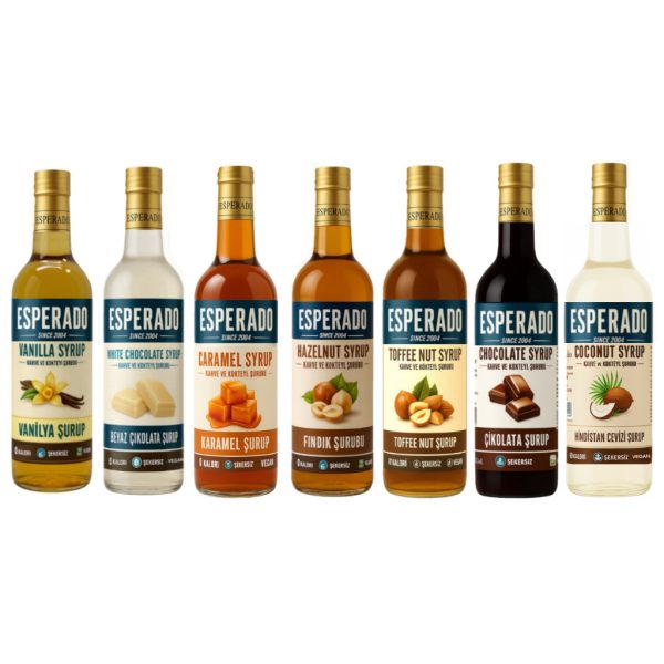 ESPERADO ŞEKERSİZ  KAHVE ŞURUBU 750 ML 7'Lİ (VANİLYA-KARAMEL-FINDIK-BEYAZ ÇİKOLATA-ÇİKOLATA-TOFFYNUT-HİNDİSTAN CEVİZİ)