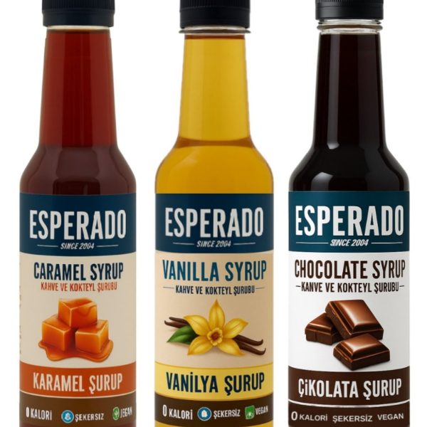 ESPERADO ŞEKERSİZ  KAHVE ŞURUBU 250 ML 3'LÜ (VANİLYA-KARAMEL-ÇİKOLATA)