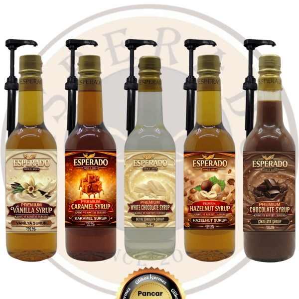 ESPERADO PREMIUM KAHVE ŞURUBU 750 ML 5'LI (VANİLYA-KARAMEL-FINDIK-ÇİKOLATA-BEYAZ ÇİKOLATA)