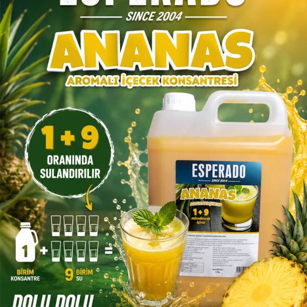 ANANAS AROMALI KONSANTRE MEYVE SUYU 5 LT - 1/9