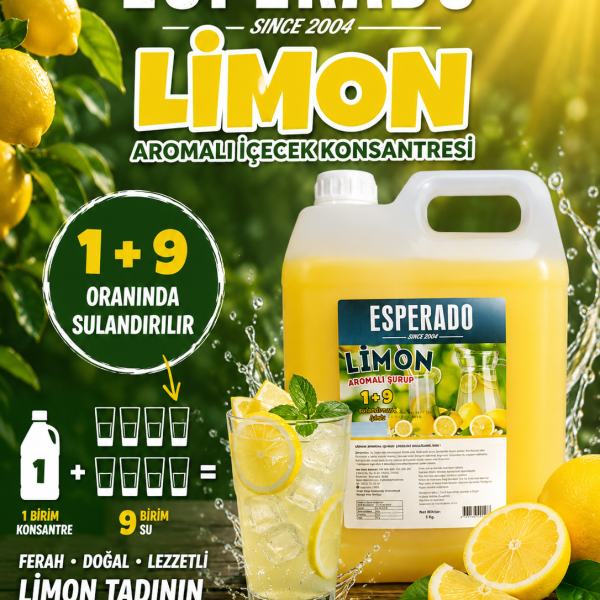 LİMON AROMALI KONSANTRE MEYVE SUYU 5 LT - 1/9