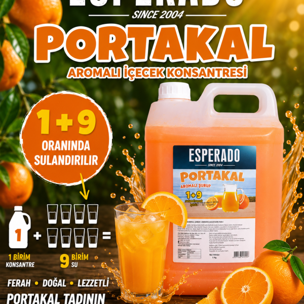 PORTAKAL AROMALI KONSANTRE MEYVE SUYU 5 LT - 1/9