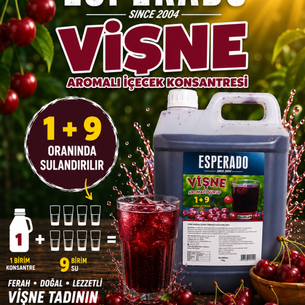VİŞNE AROMALI KONSANTRE MEYVE SUYU 5 LT - 1/9